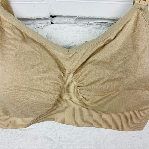 HOFISH nude stretch comfy adjustable, open front nursing bra size large - Picture 7 of 15